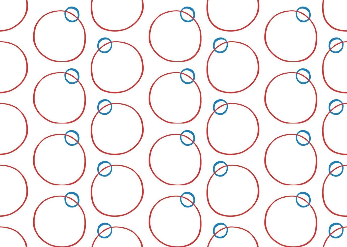 Hand drawn, red, blue, white color circles seamless pattern vector