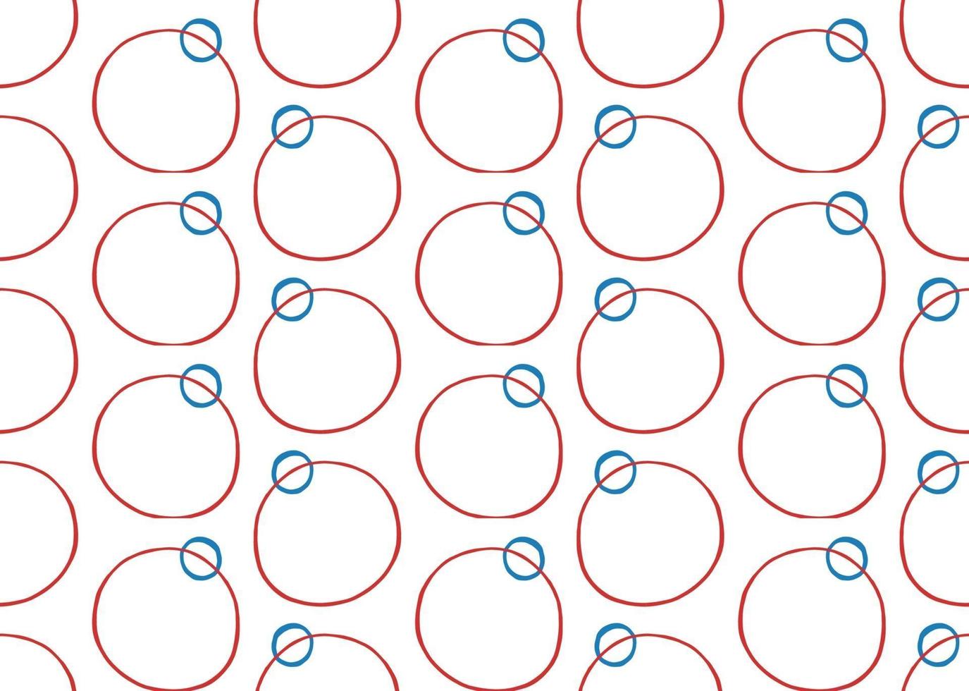 Hand drawn, red, blue, white color circles seamless pattern vector