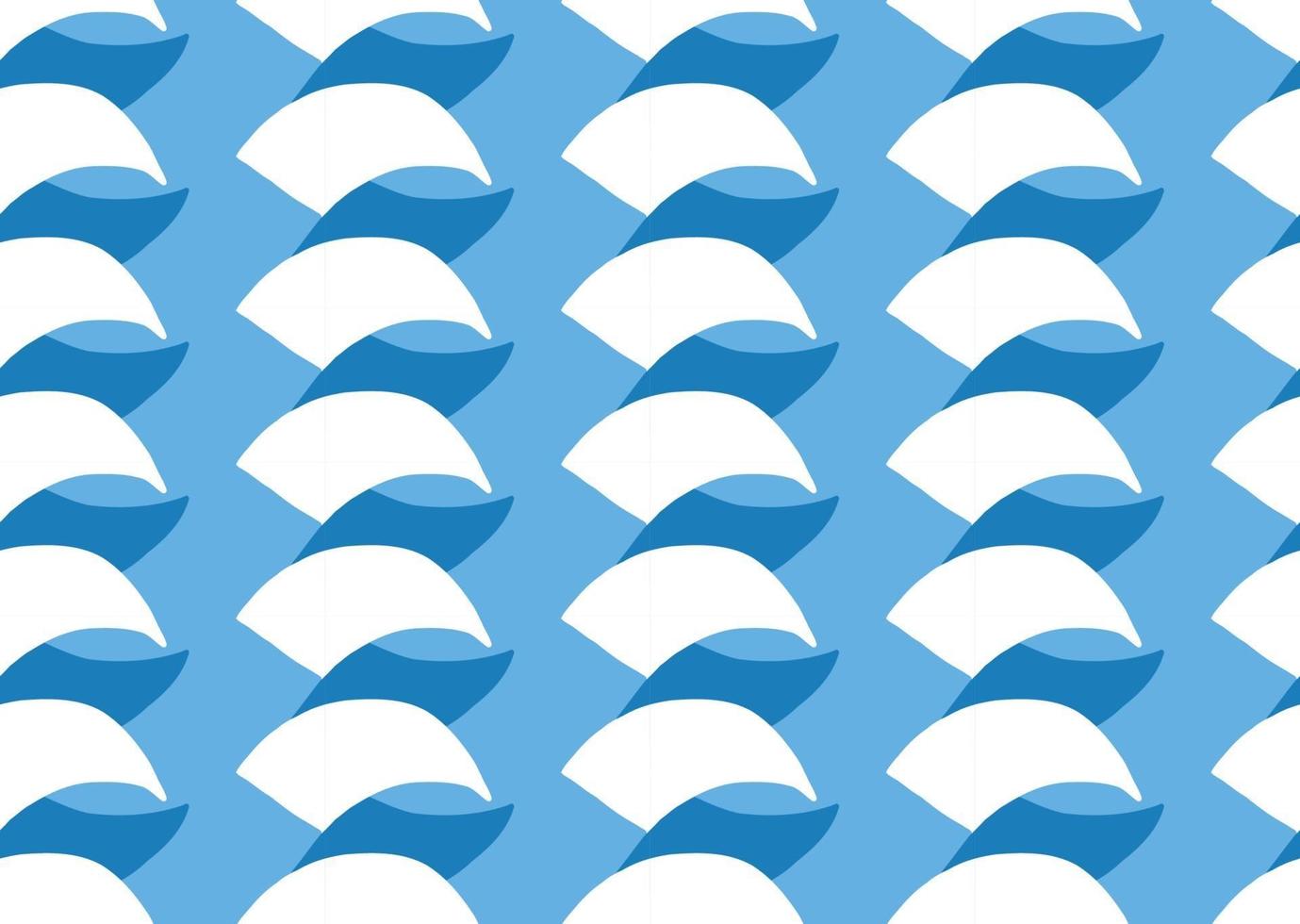 Hand drawn, blue, white colors curve shapes seamless pattern vector