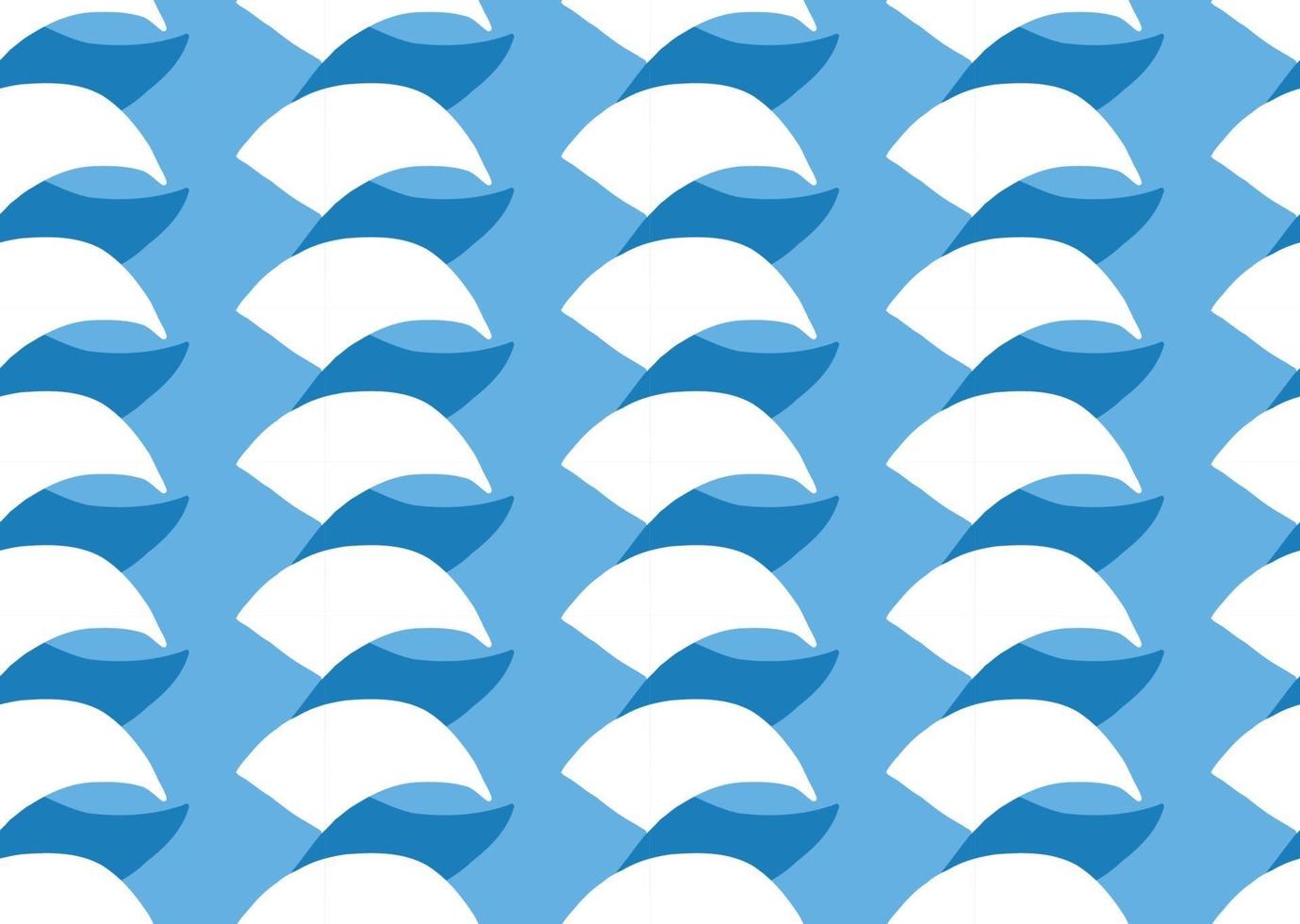 Hand drawn, blue, white colors curve shapes seamless pattern vector