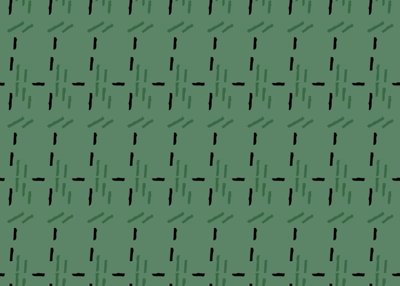 Hand drawn, green, black color lines seamless pattern vector