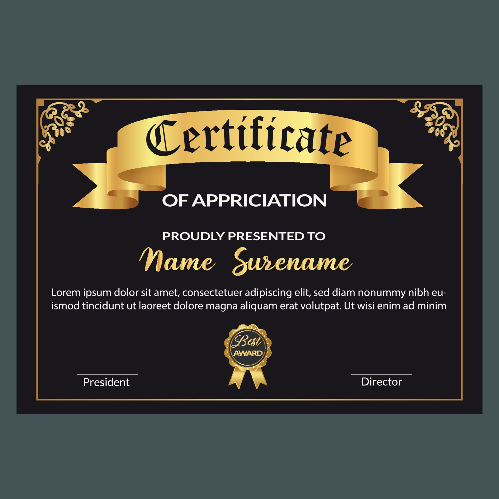 Best award certificate design template 11 Vector Art at Vecteezy For Award Certificate Design Template