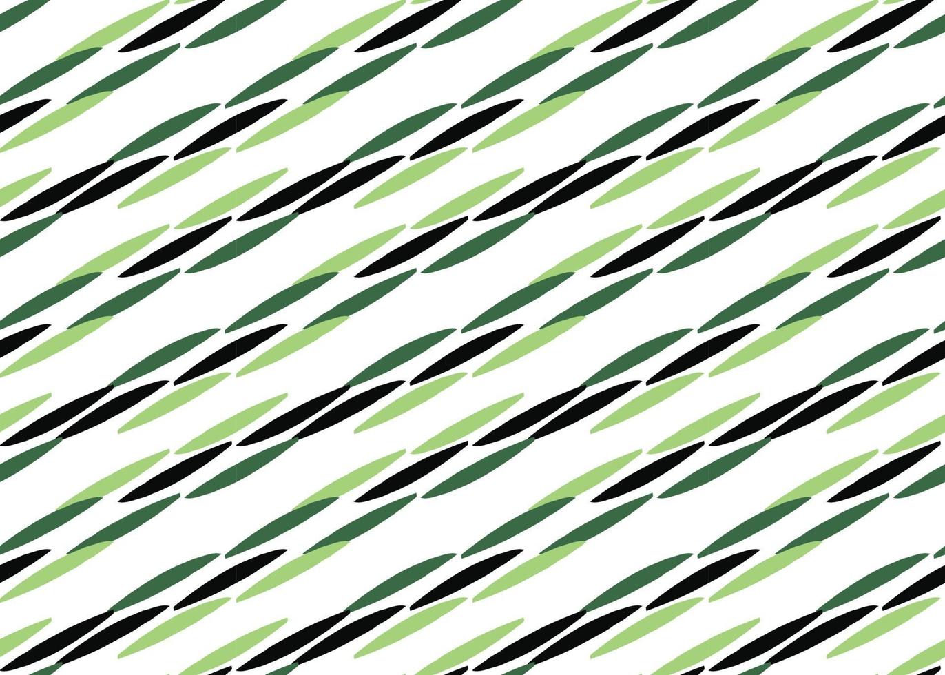 Hand drawn, green, black, white color lines seamless pattern vector