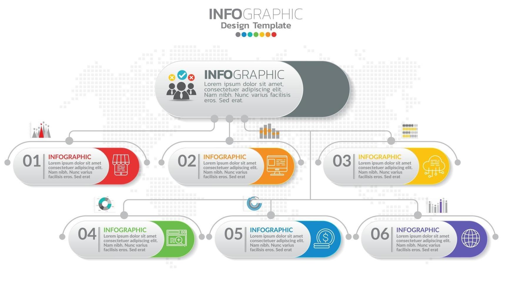 infografía elemento de círculo de 6 pasos con diagrama de número y gráfico, diseño de gráfico de negocios. vector