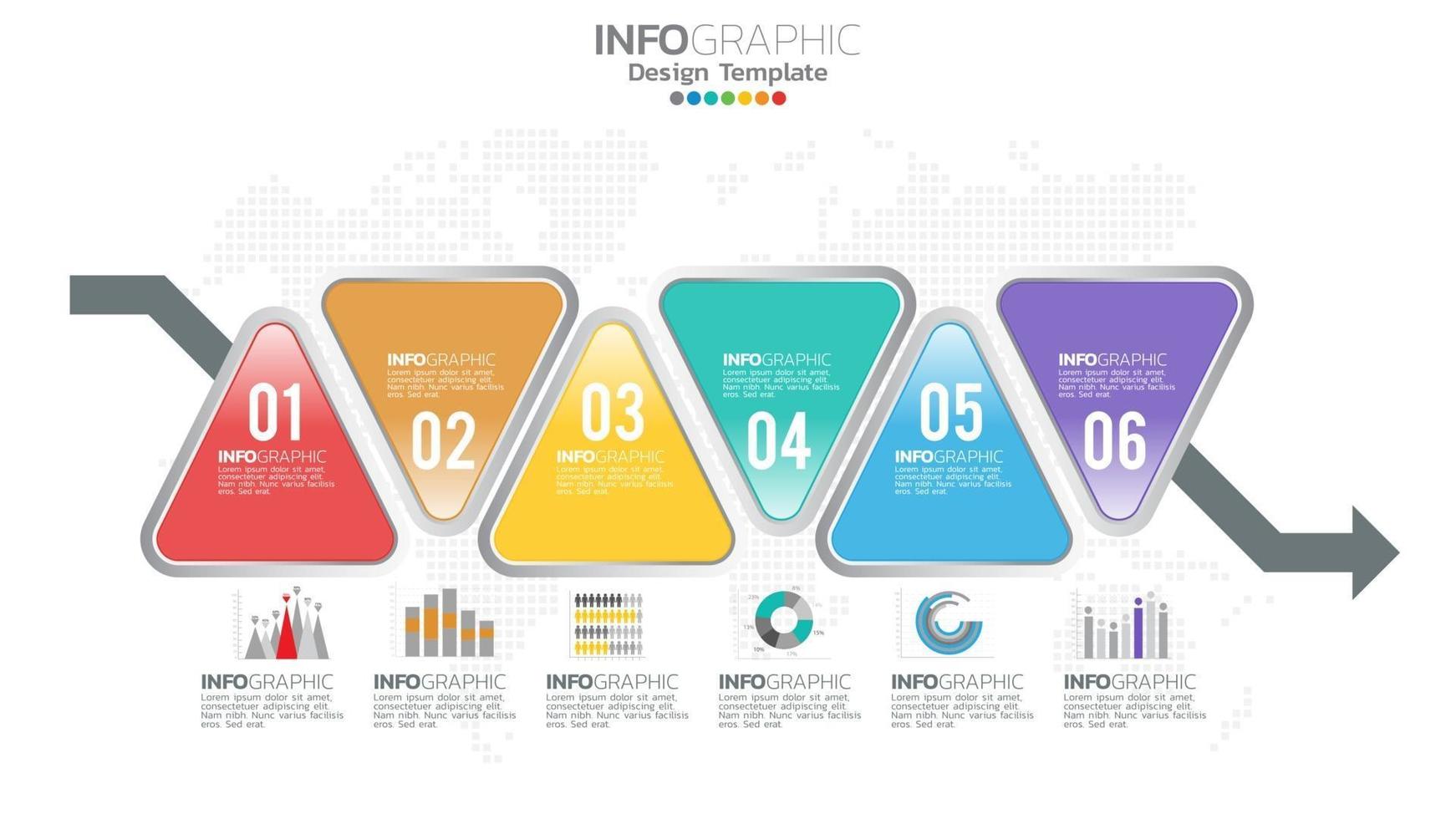 Infograph 6 steps circle element with number and chart diagram, business graph design. vector