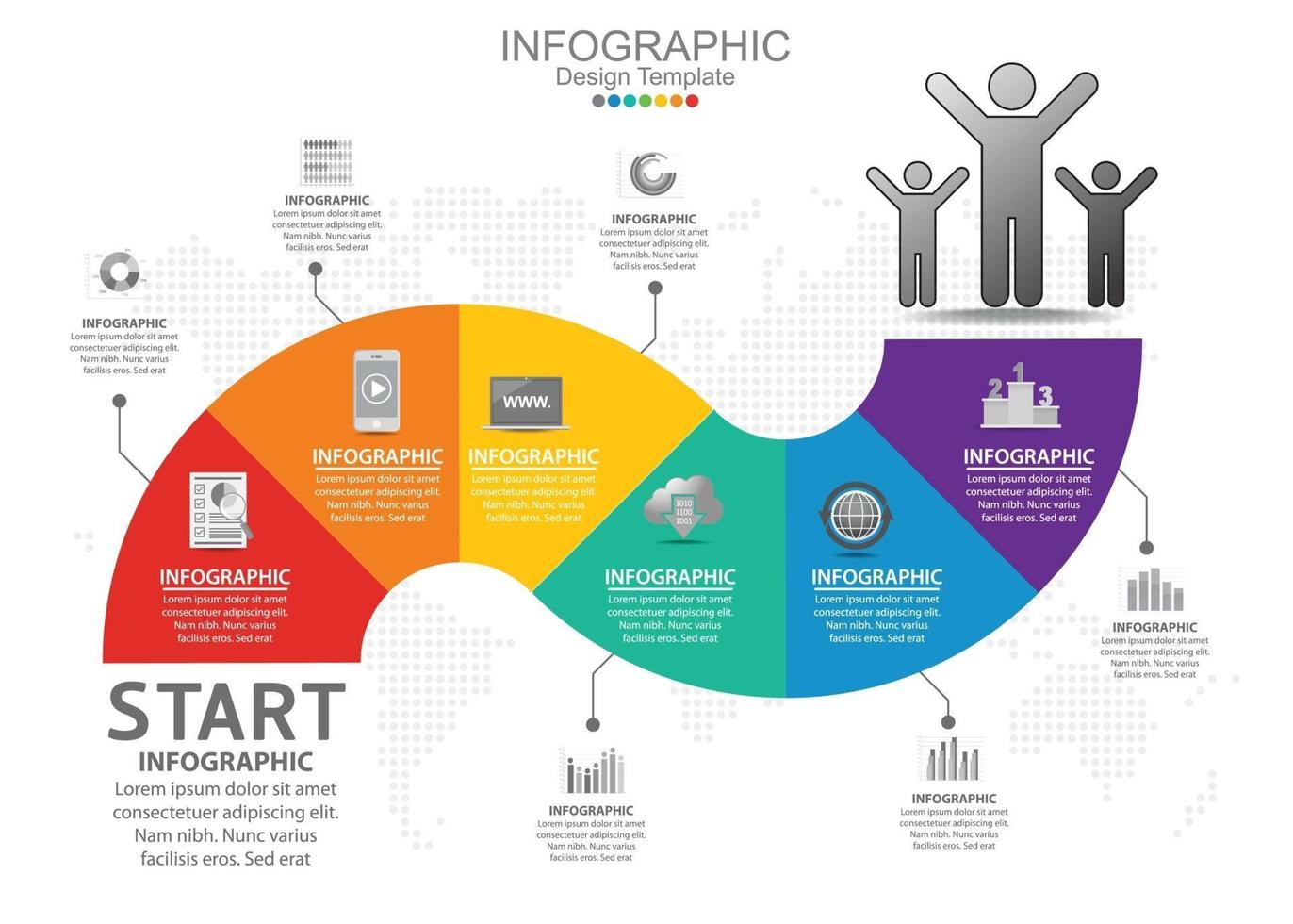 plantilla de infografía vectorial con seis opciones e iconos. vector