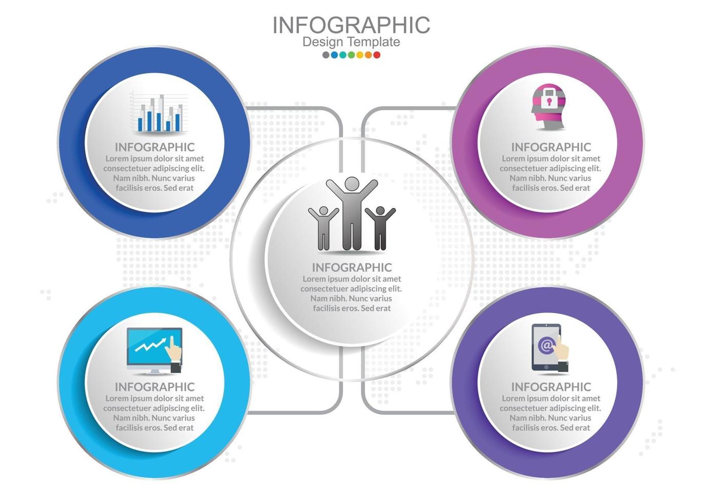 Vector infographic template with four options and icons.