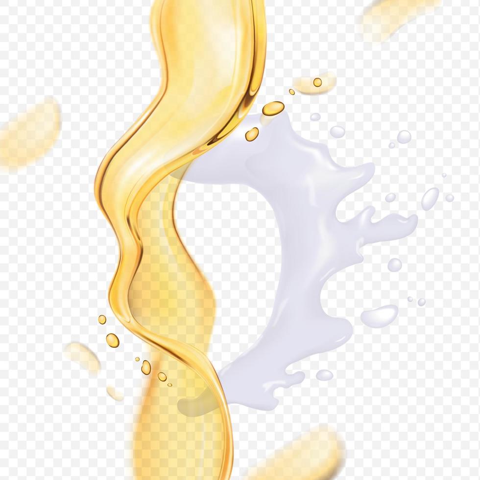 Realistic translucent oil and cream elements vector