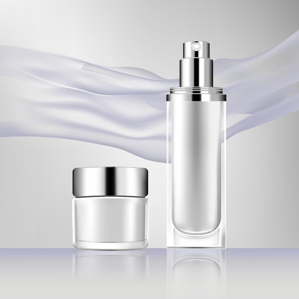 realist cosmetic bottle mockup on a gray background vector