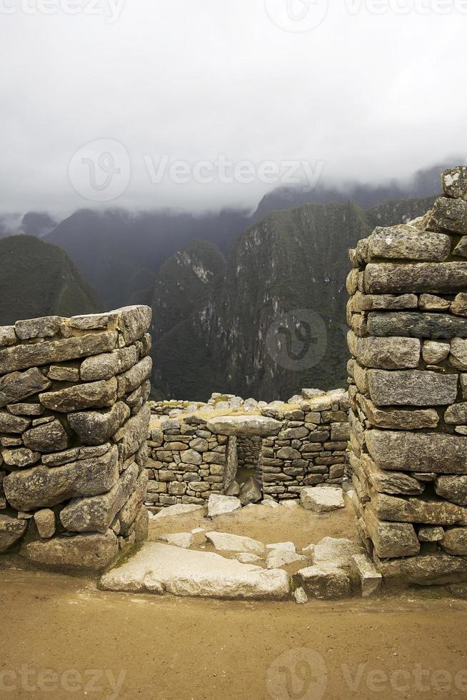 Detail of the Machu Picchu Inca citadel in Peru photo