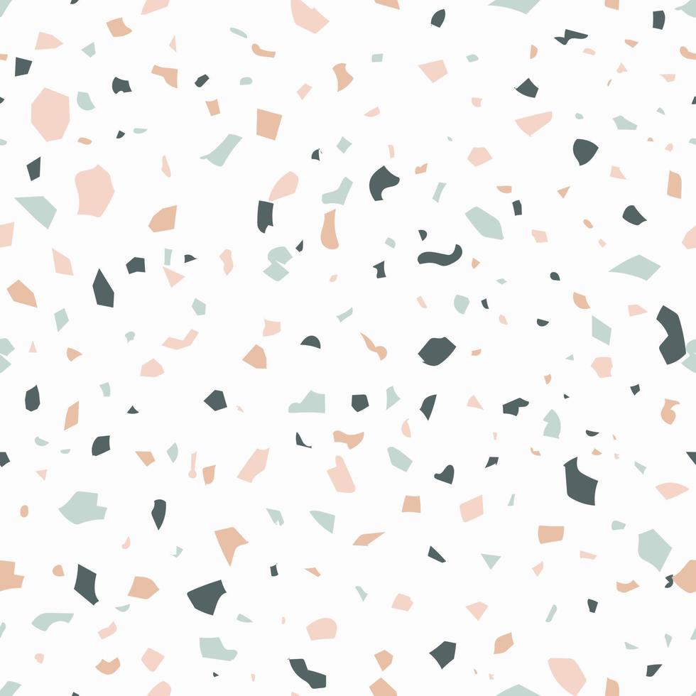 Terrazzo seamless pattern with colorful rock pieces. Terrazzo seamless pattern. Pastel colors. Marble texture. Terrazzo floor marble pattern. Vector illustration.