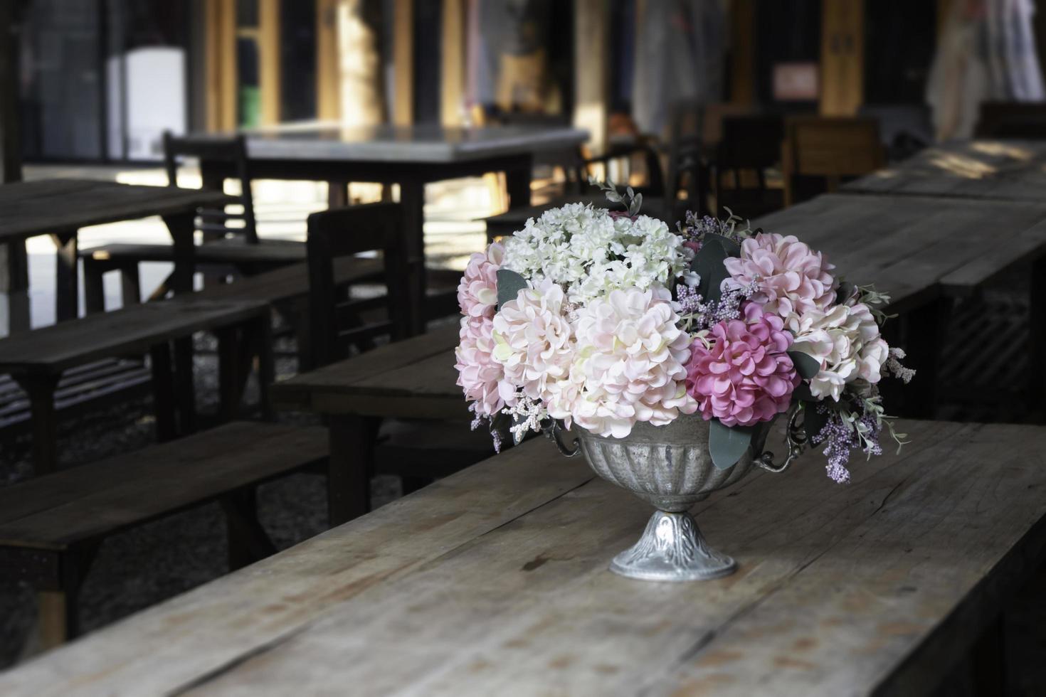 Flower arrangement on an indoor table photo