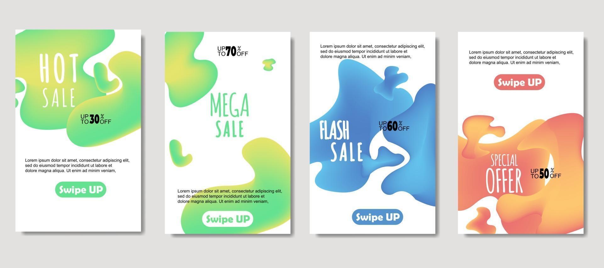 Dynamic abstract fluid mobile for sale banners. Sale banner template design, Mega sale special offer set. design for flyer, gift card,  Poster on wall ,coverbook,  banner, social media vector