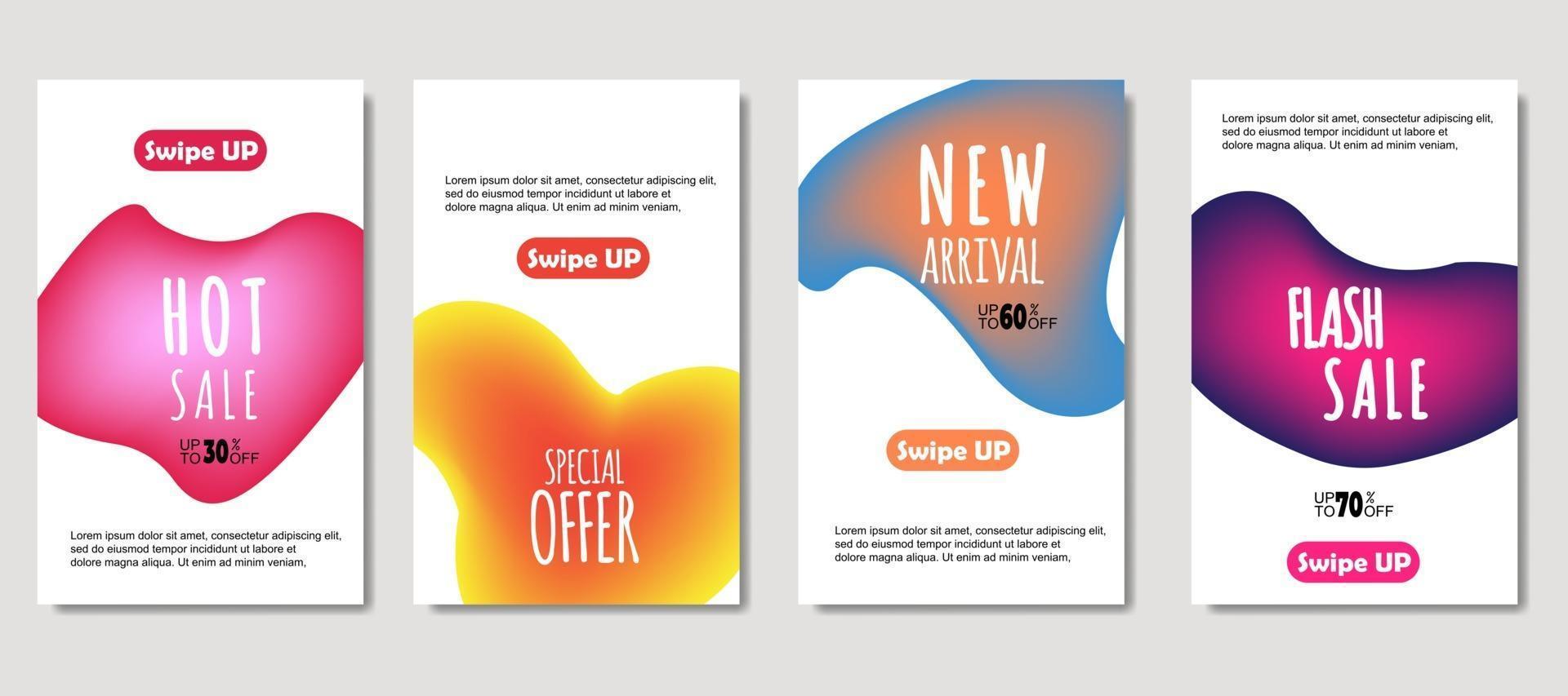 Dynamic abstract fluid mobile for sale banners. Sale banner template design, mega sale special offer set. Design for flyer, gift card, poster on wall, cover book, banner, social media vector