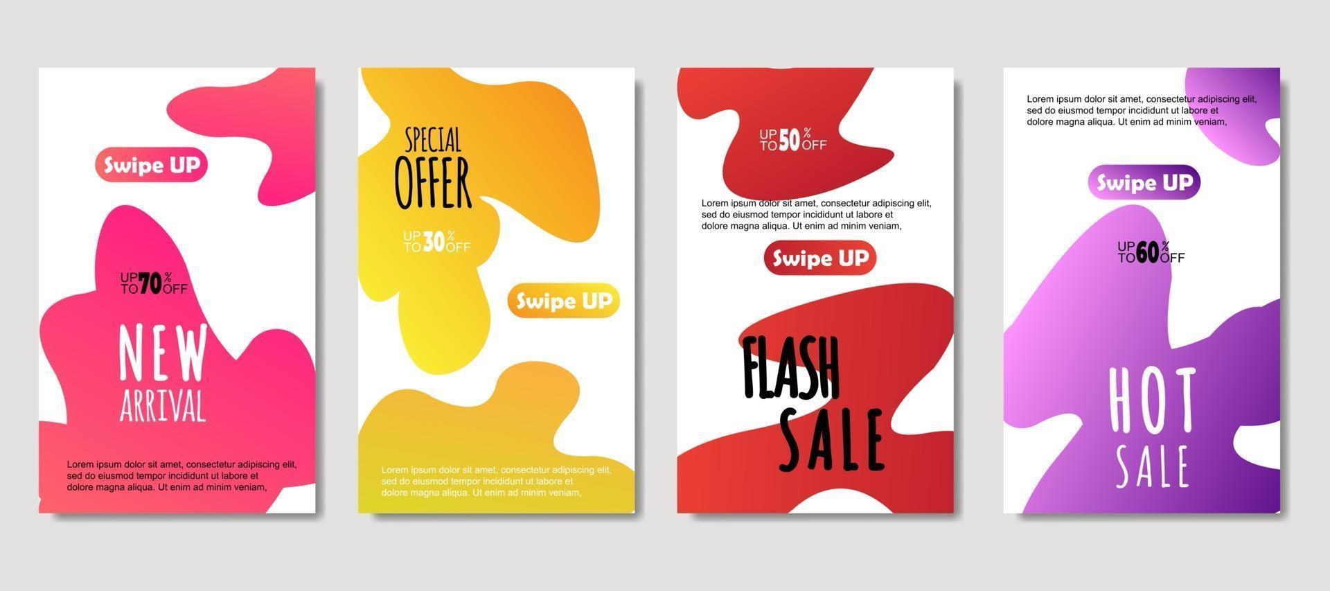 Dynamic abstract fluid mobile for sale banners. Sale banner template design, mega sale special offer set. Design for flyer, gift card, poster on wall, cover book, banner, social media vector