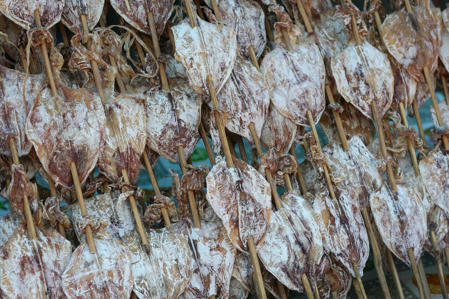 Close up of dried squids in Thailand photo
