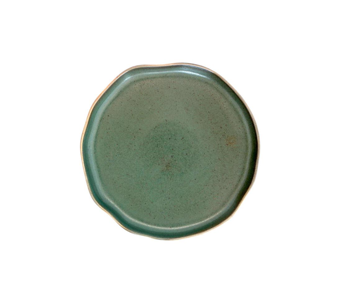 Top view of an empty ceramic plate isolated on a white background photo