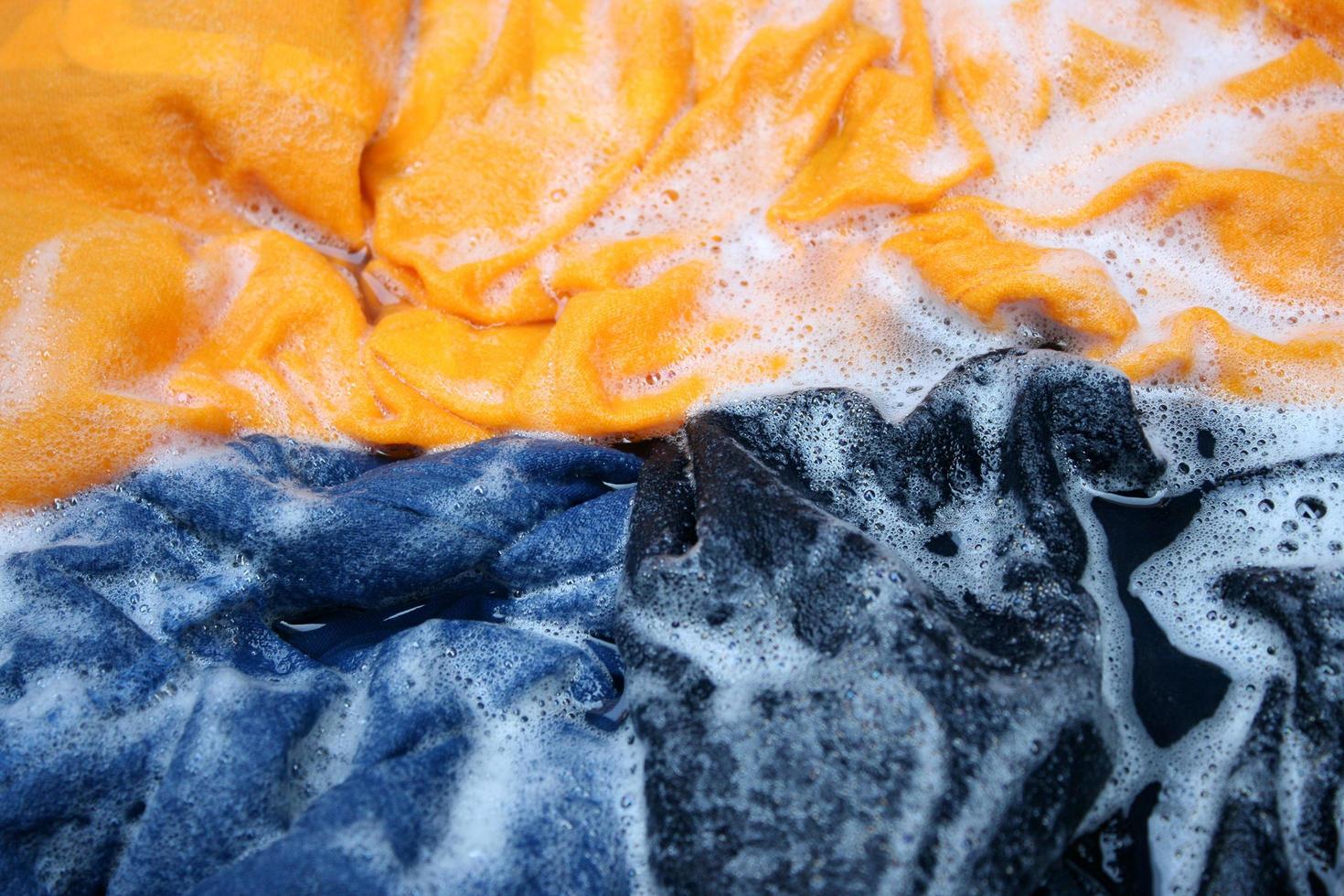 Clothing hand washed using soap and water photo