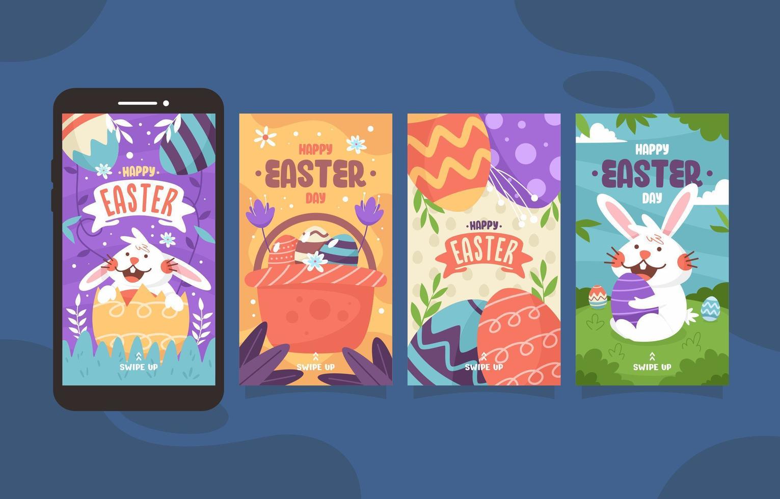 linda colección de historias de instagram de pascua vector