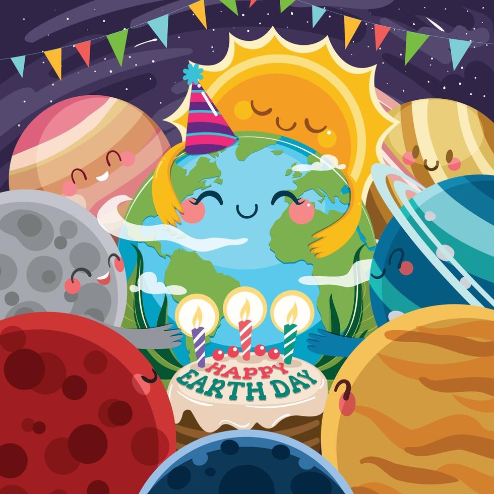 Celebrating Earth Day with Solar System Planets vector