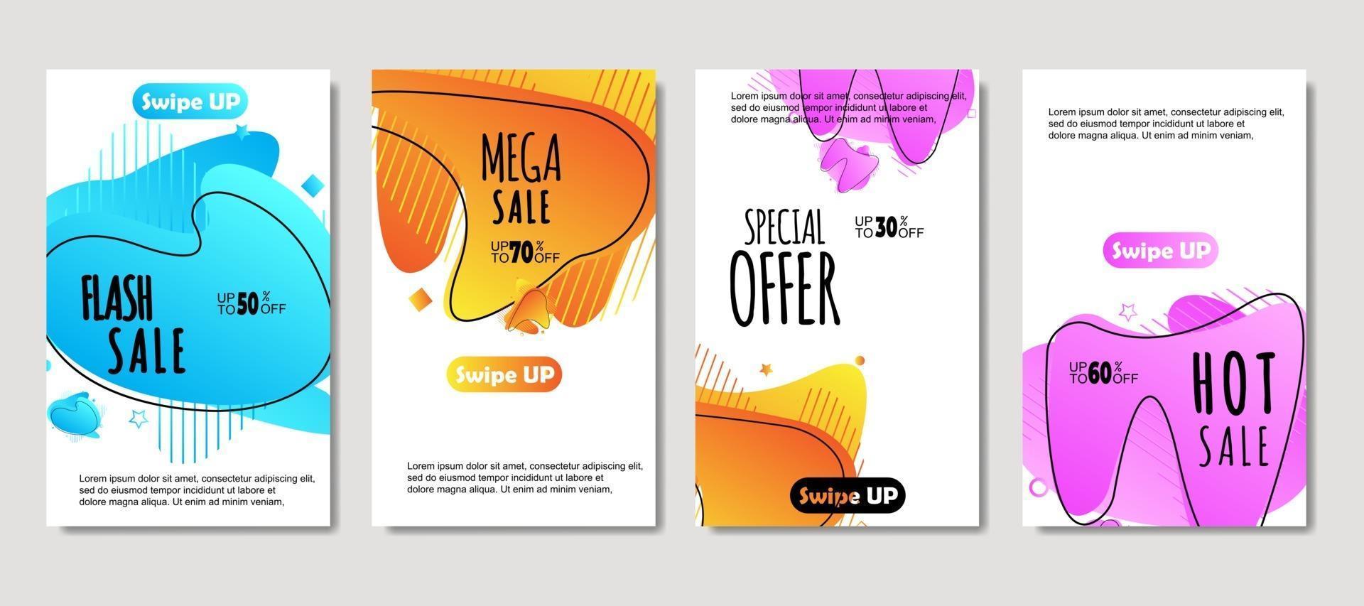 móvil fluido abstracto dinámico para banners de venta. diseño de plantilla de banner de venta, conjunto de oferta especial de mega venta, diseño de volante, tarjeta de regalo, póster en la pared, libro de portada, banner, redes sociales vector