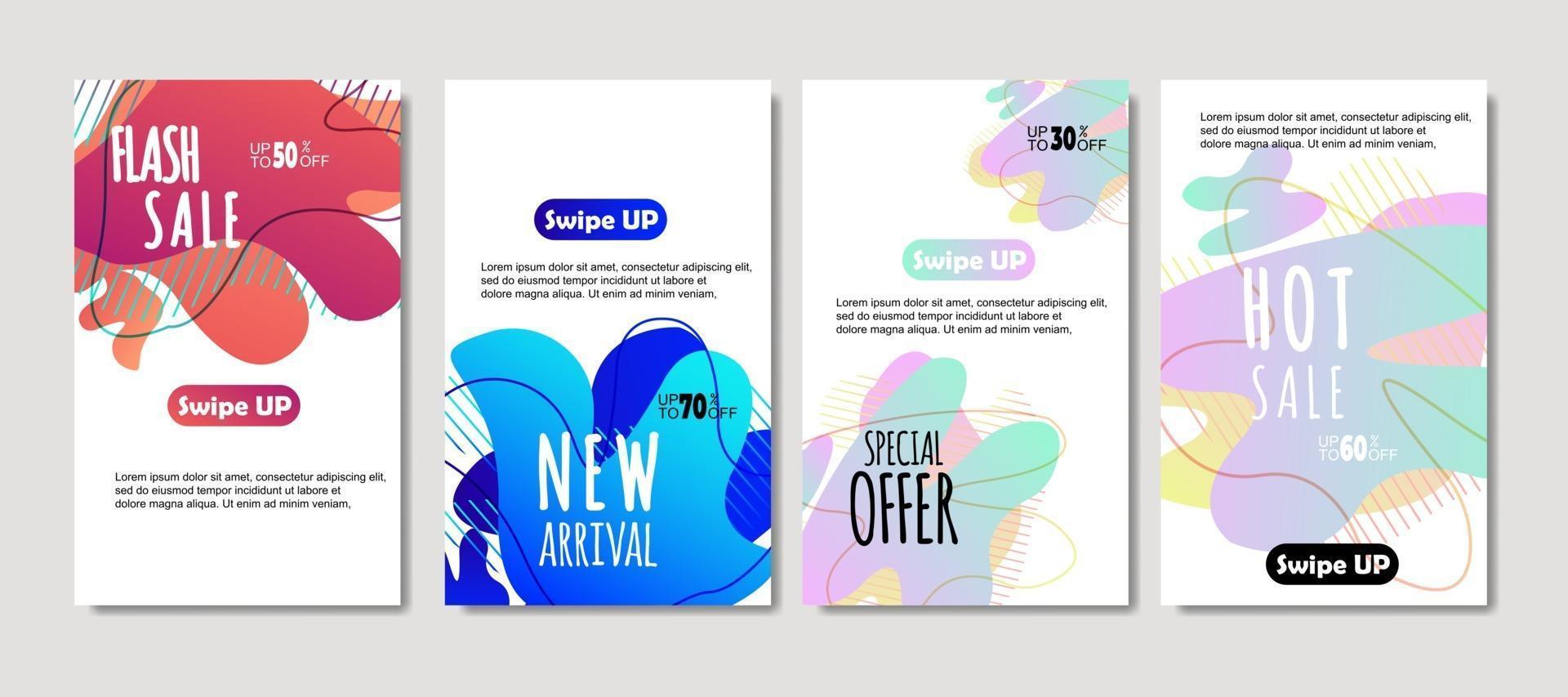 Dynamic abstract fluid mobile for sale banners. Sale banner template design, mega sale special offer set, design for flyer, gift card, poster on wall, cover book, banner, social media vector