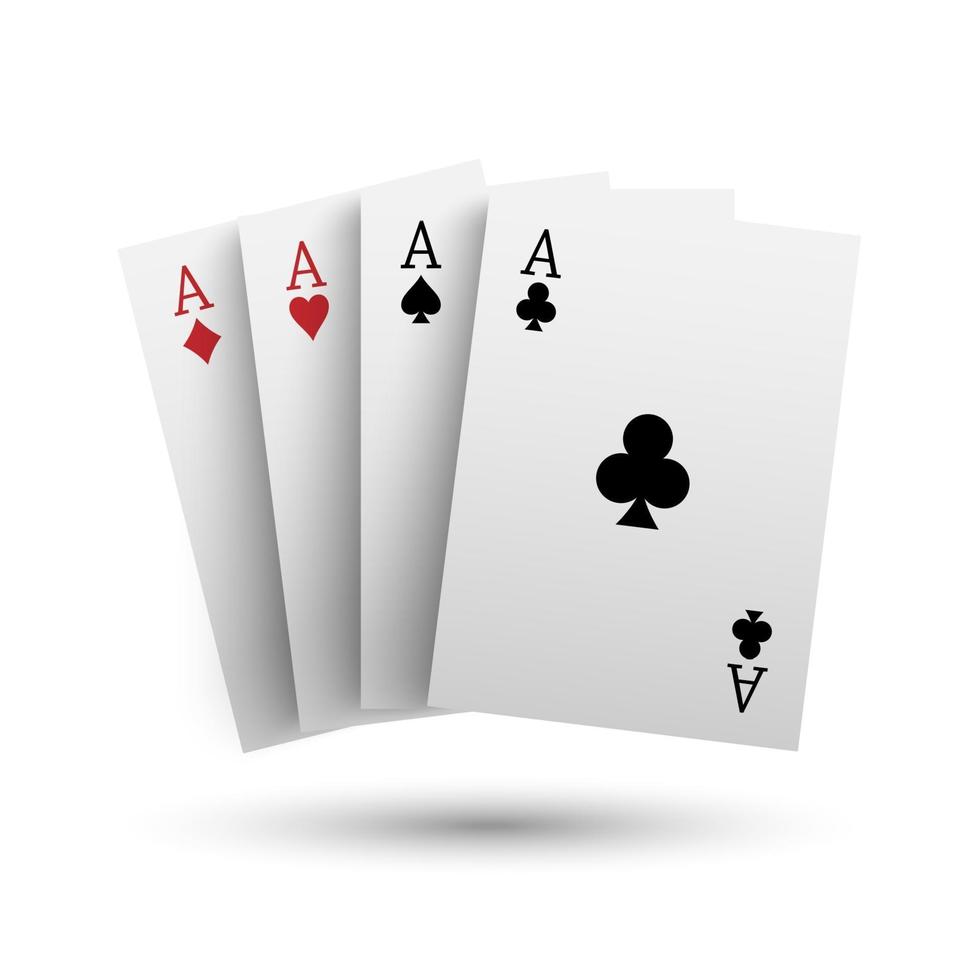 Four aces poker card isolated on white background, vector illustration