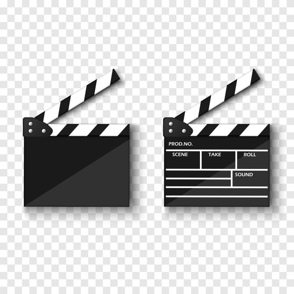 Movie clapper board isolated, vector illustration