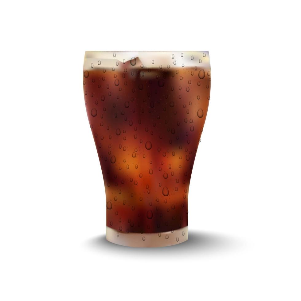 Cola in glass on white background, vector illustration