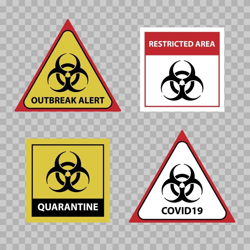 Biohazard warning sign, covid 19 outbreak alert sign, vector illustration