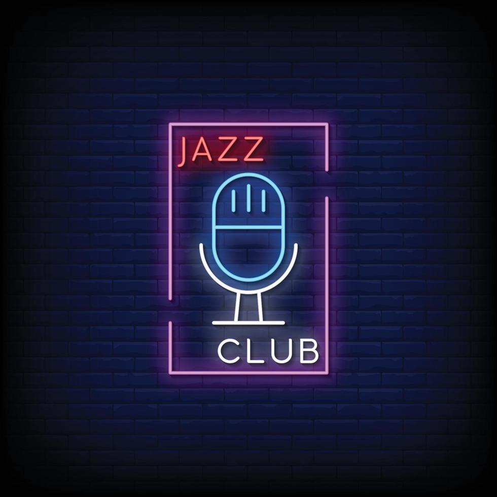 Jazz Club Neon Signs Style Text Vector