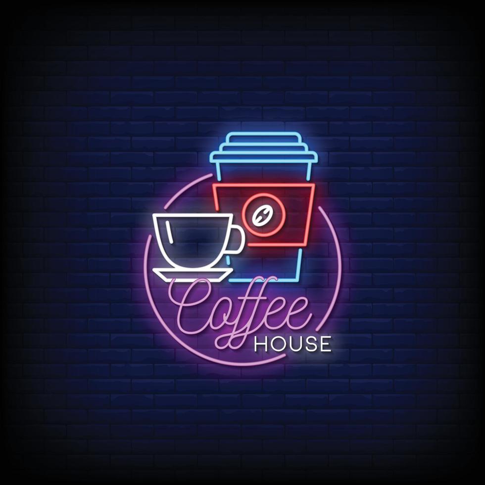 Coffee House Logo Neon Signs Style Text Vector