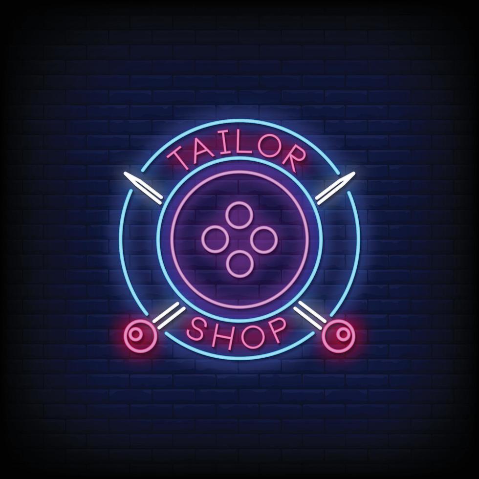 Tailor Shop Logo Neon Signs Style Text Vector
