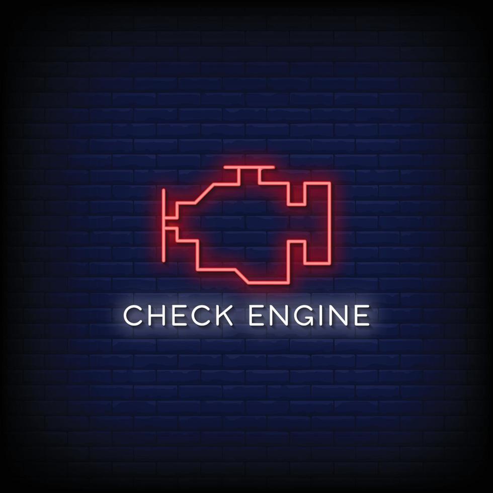 Check Engine Logo Neon Signs Style Text Vector