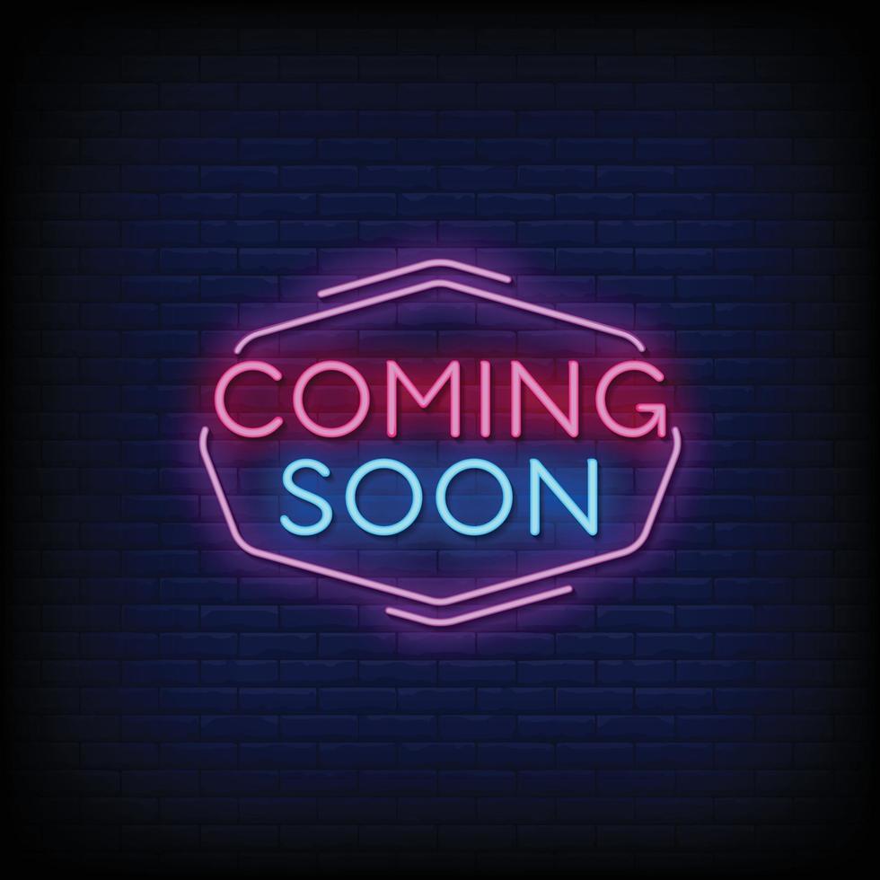 Coming Soon Neon Signs Style Text Vector