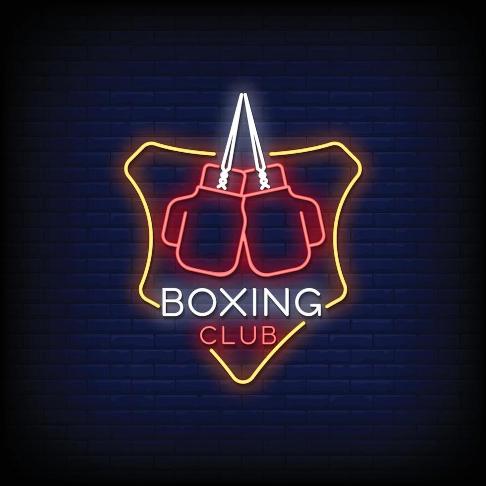 club de boxeo logo letreros de neón estilo texto vector