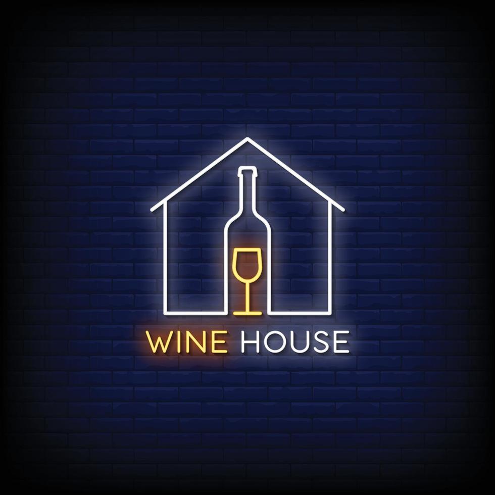 Wine House Design Neon Signs Style Text Vector