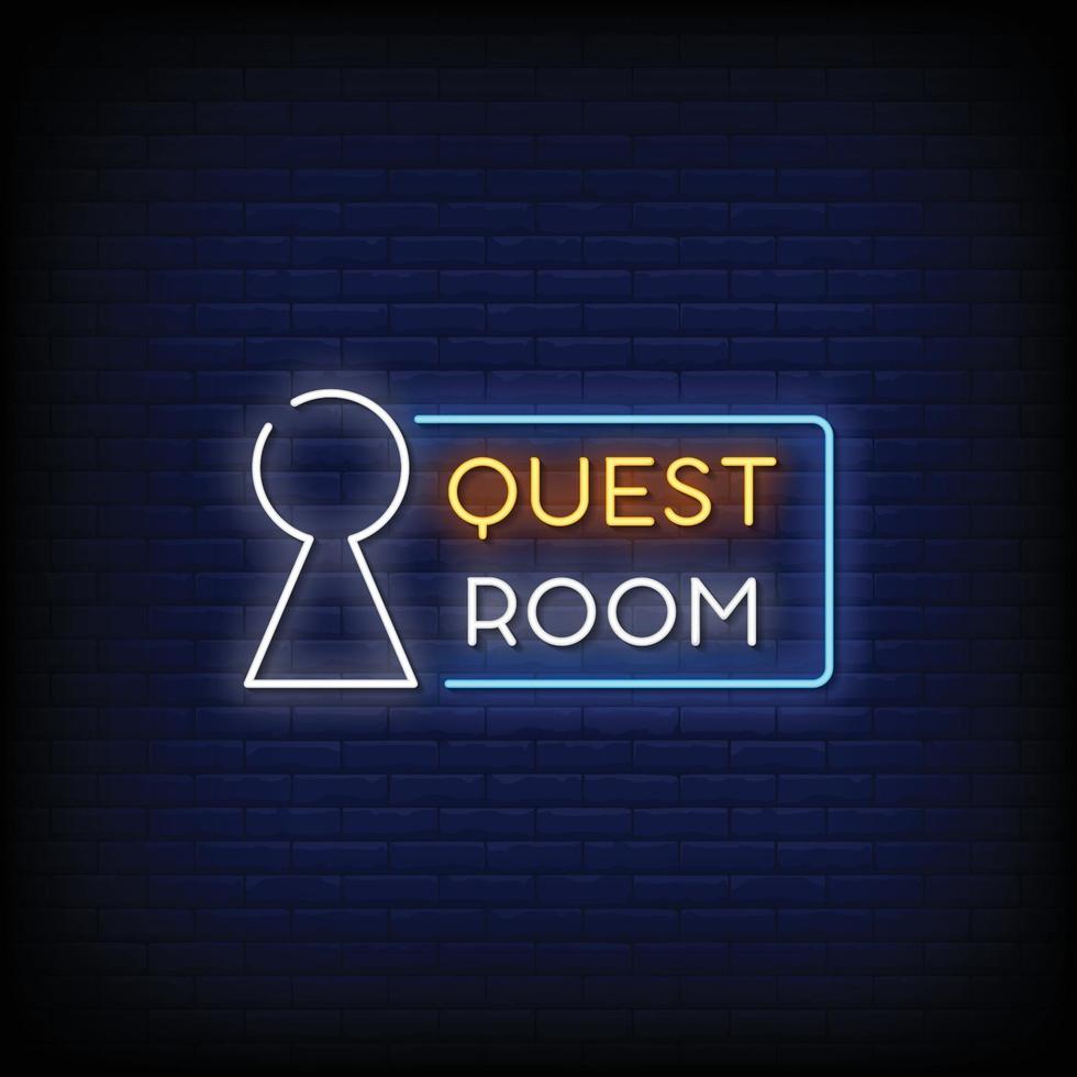 Quest Room Logo Neon Signs Style Text Vector