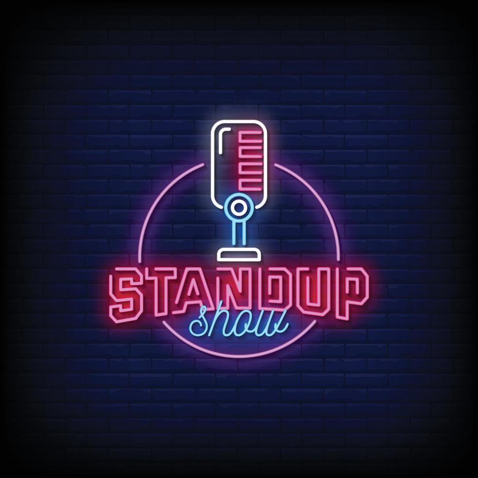 standup show diseño letreros de neón estilo texto vector