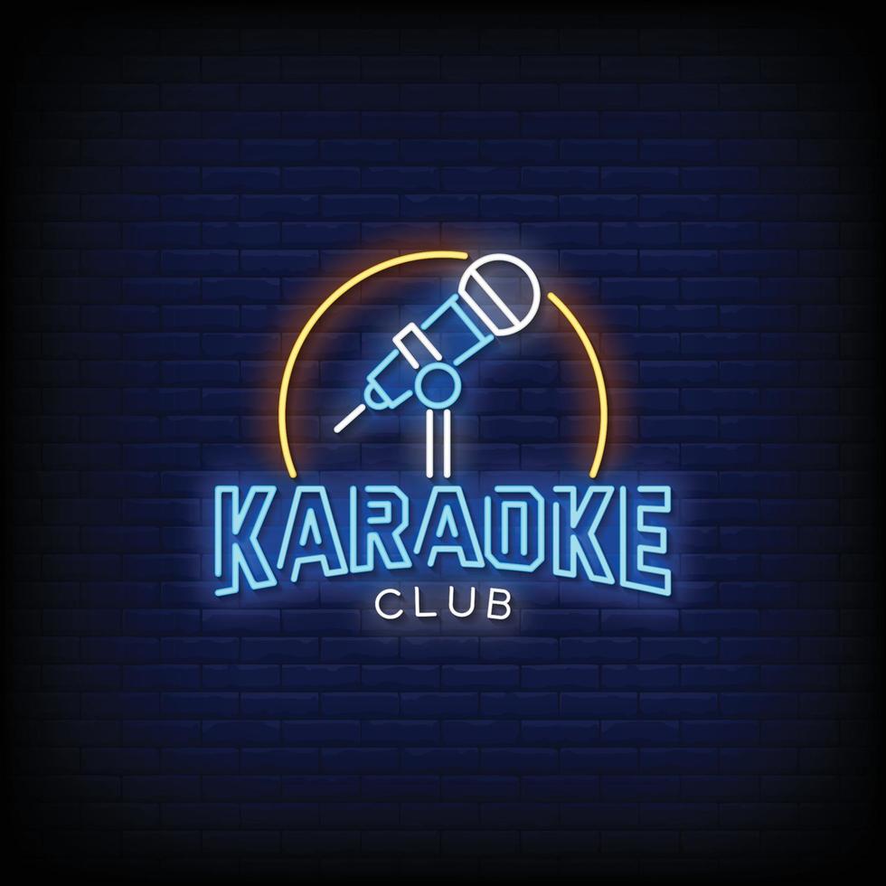 Karaoke Club Design Neon Signs Style Text Vector