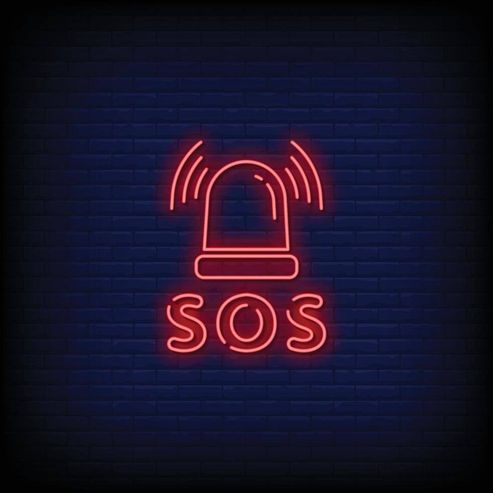 Sos Design Neon Signs Style Text Vector