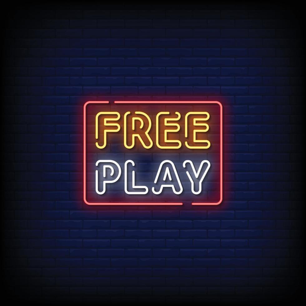 Free Play Design Neon Signs Style Text Vector