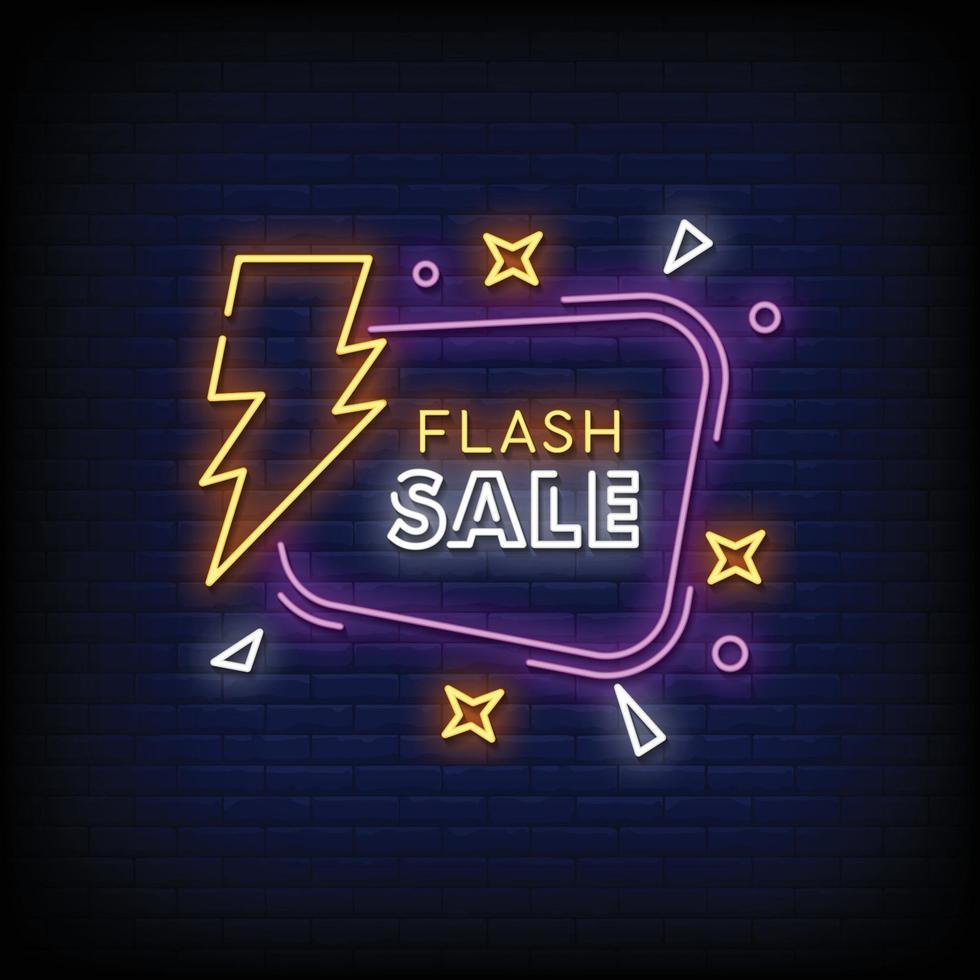 diseño de venta flash letreros de neón estilo texto vector