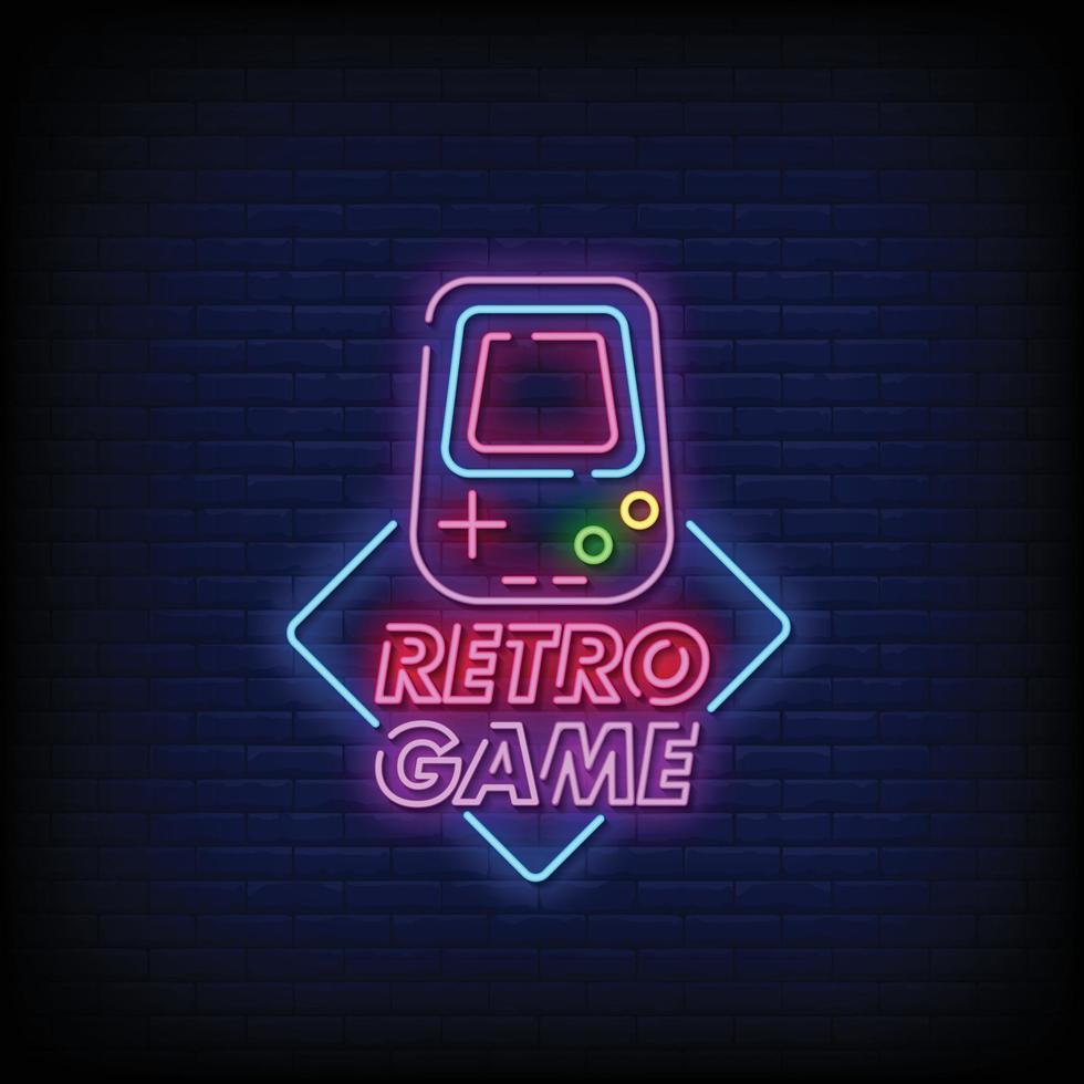 Retro Game Design Neon Signs Style Text Vector