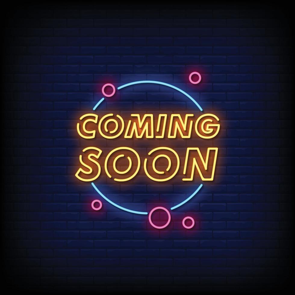 Coming Soon Design Neon Signs Style Text Vector
