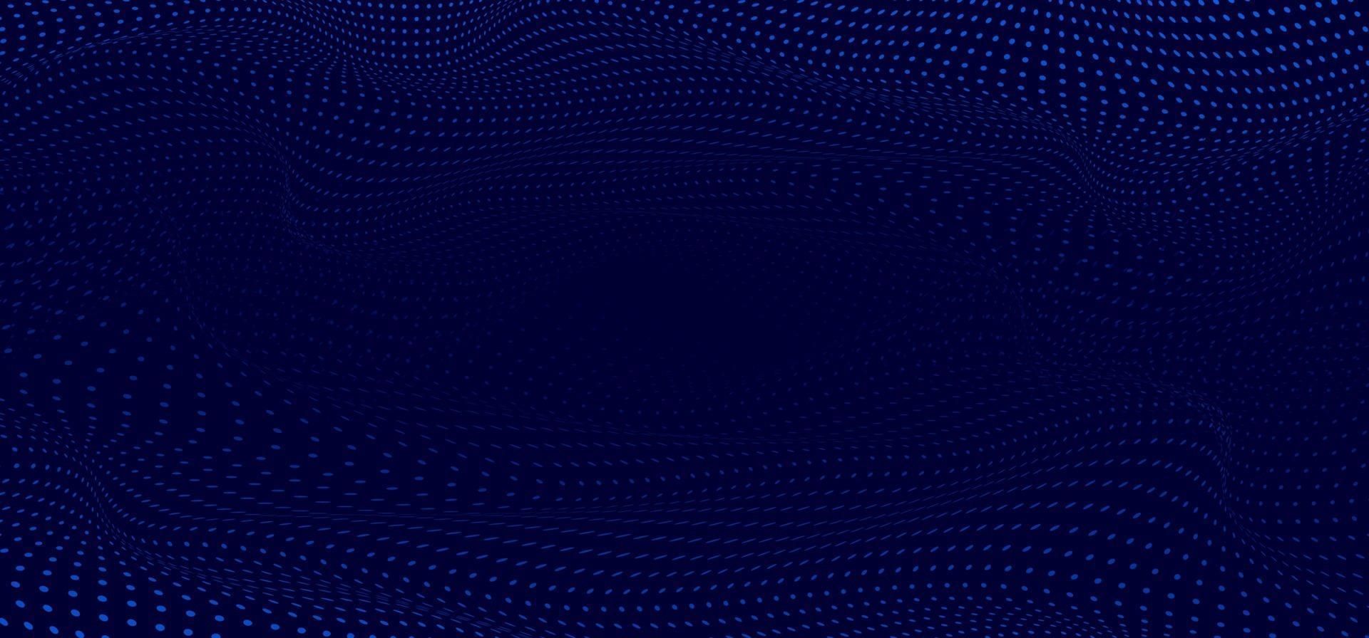 Abstract blue wavy wave halftone dots on dark blue background and texture vector