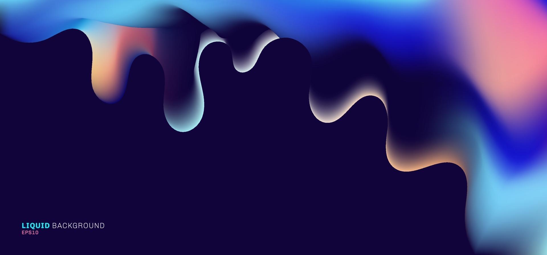 Abstract liquid or fluid gradient color shape flowing on dark blue background vector