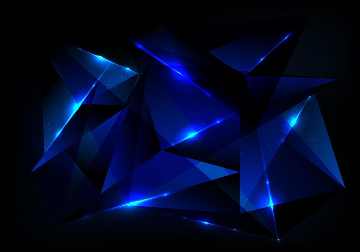 Concepto de tecnología futurista abstracto con patrón poligonal azul e iluminación brillante sobre fondo azul oscuro vector