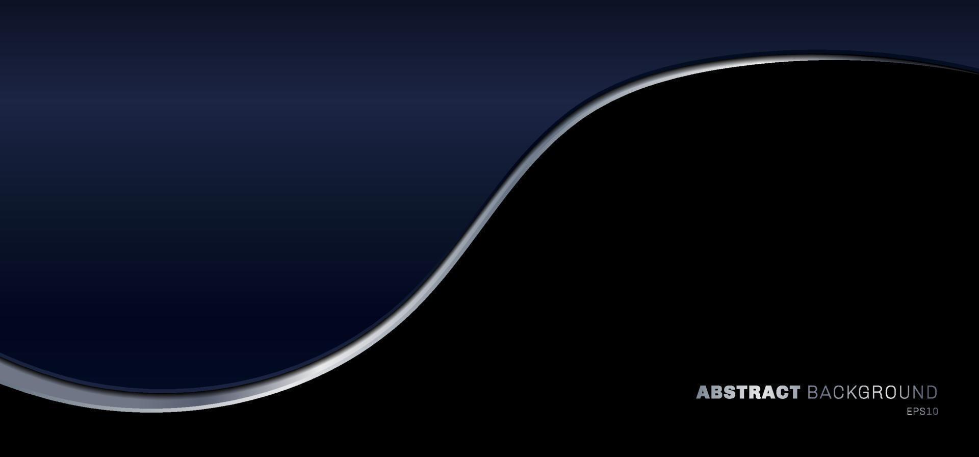 banner web plantilla azul degradado curvado con línea plateada sobre fondo negro vector