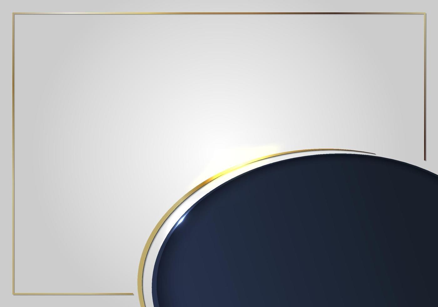 Template gold curved line frame on white and dark blue background luxury style. vector